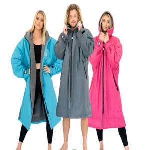 Winter Windproof 100%Recycled Fabric Waterproof Sherpa Fleece Long Sleeved Unisex Surfing Poncho Changing Robe Winter Windproof 100%Recycled Fabric Waterproof Sherpa Fleece Long Sleeved Unisex Surfing Poncho Changing Robe